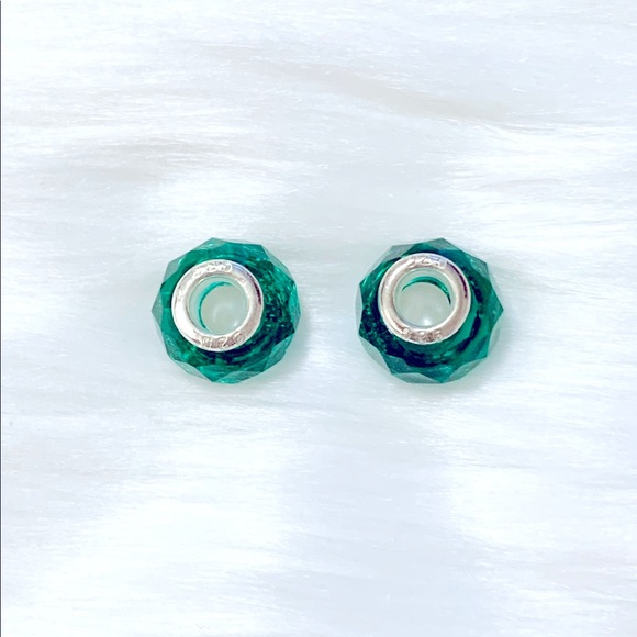 925 Silver Green Spacer Glass Beads - Picture 3 of 5